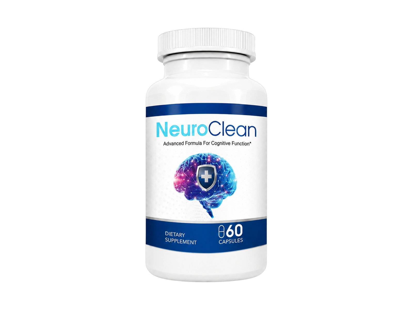 Single NeuroClean bottle containing 60 vegan capsules